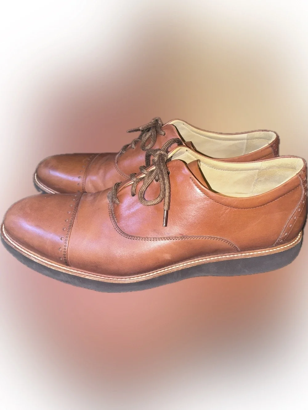 Samuel Hubbard Market Cap Whiskey Tan Leather Oxford Brogue Shoes Vibram 14